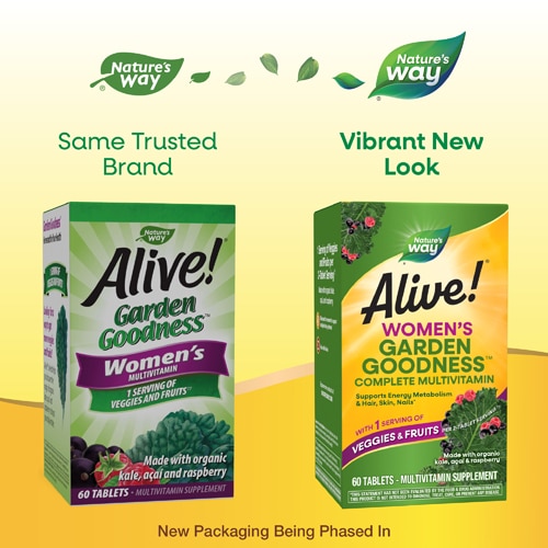 Nature's Way Alive! Women's Garden Goodness Multivitamin - Vitamins C-D3-B12-E-Zinc