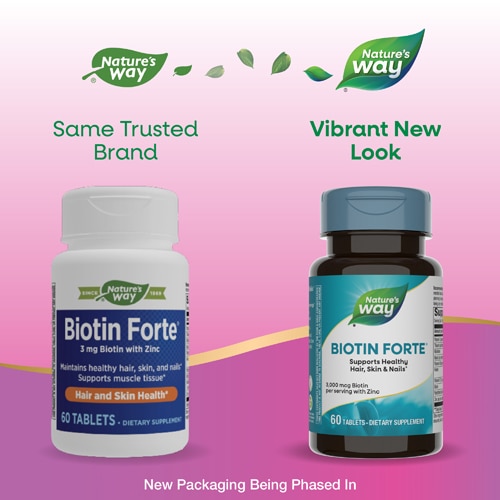 Nature's Way Biotin Forte - 3000 mcg Biotin - With Zinc-Vitamins C-B12-B6-Folate