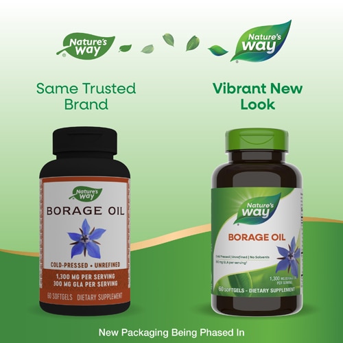 Nature's Way Borage Oil - Omega-9 & Omega-6 - GLA - Linoleic Acid - Cold Pressed