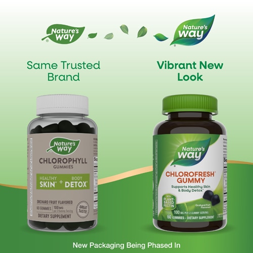 Nature's Way Chlorofresh Chlorophyll Gummies - Body Detox - Orchard Fruit Flavored