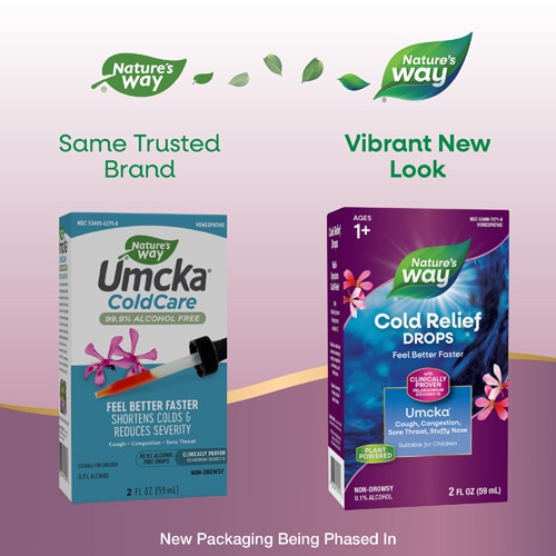 Nature's Way Cold Relief Drops - Umcka - Multi-Symptom Cold Relief - Homeopathic