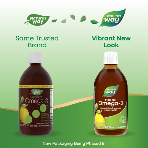 Nature's Way Fish Oil Omega-3 - 1250 mg EPA-DHA per Teaspoon - Zesty Lemon Flavored