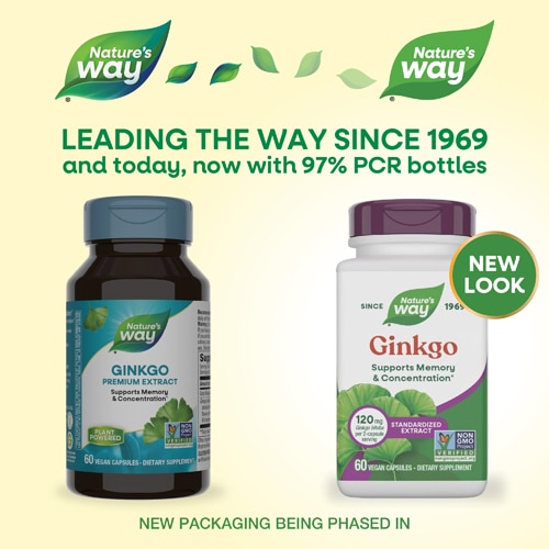 Nature's Way Ginkgo - with Gotu Kola - 120mg Ginkgo Biloba per 2-Capsule Serving