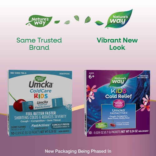 Nature's Way Kids Cold Relief FastActives - Umcka - Homeopathic - Cherry Flavored