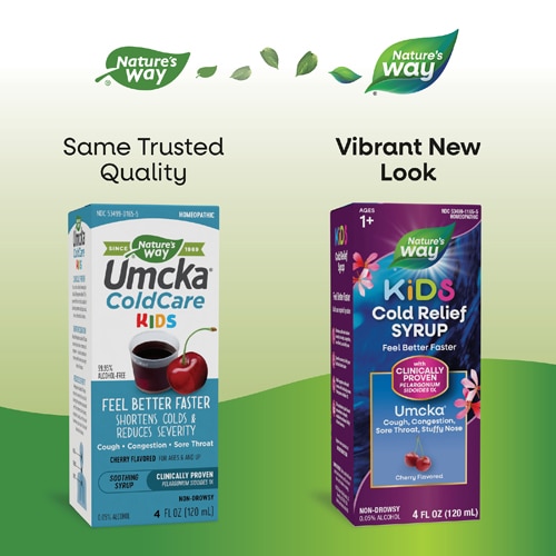 Nature's Way Kids Cold Relief Syrup - Umcka - Multi-Symptom Cold Relief Cherry Flavored