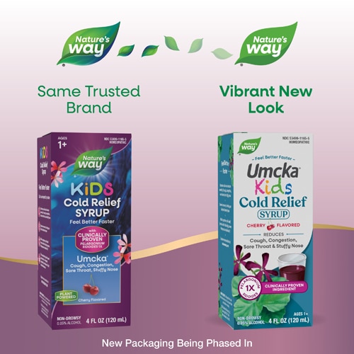 Nature's Way Kids Umcka Cold Relief Syrup - Multi-Symptom Cold Relief Cherry Flavored