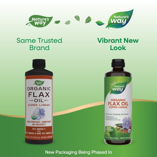Nature's Way Organic Flax Oil Super Lignan - Omega-3 - Omega-6 - Omega-9 - Cold-Pressed