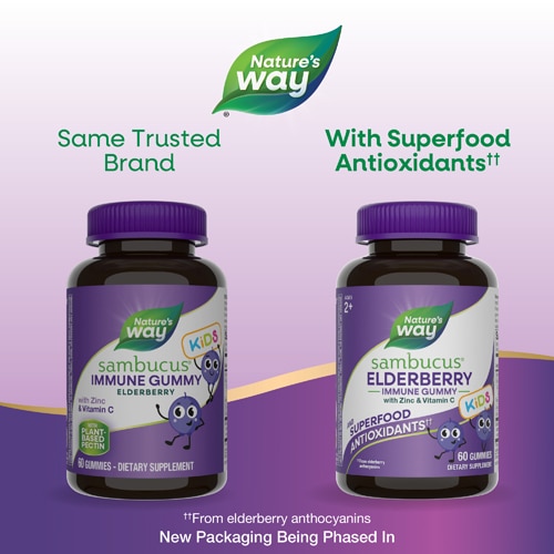 Nature's Way Sambucus Kids Elderberry Immune Gummy - Vitamin C & Zinc