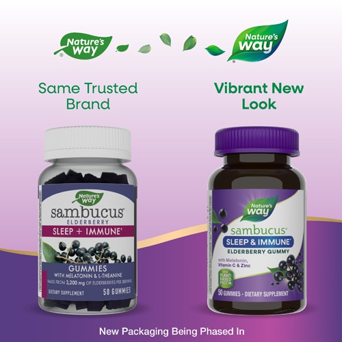 Nature's Way Sambucus Sleep + Immune Elderberry Gummies with Melatonin & Vitamin C & Zinc