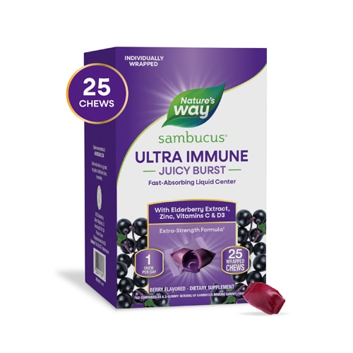 Nature's Way Sambucus Ultra Immune Juicy Burst - Elderberry Extract - Vitamin C & D3