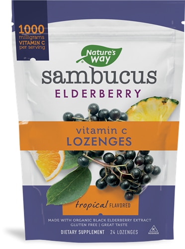 Nature's Way Sambucus Vitamin C Lozenges with Elderberry - Tropical Flavored