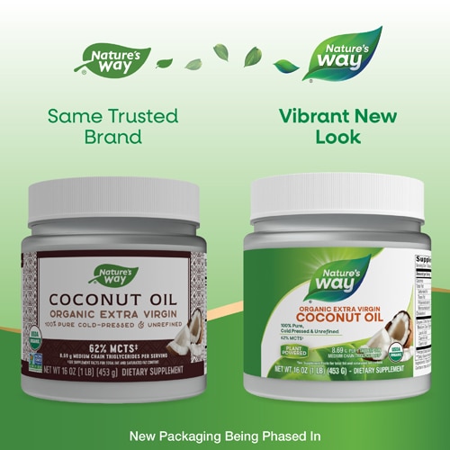 Nature's Way USDA Organic Extra Virgin Coconut Oil - Pure - Cold-Pressed & Unrefined