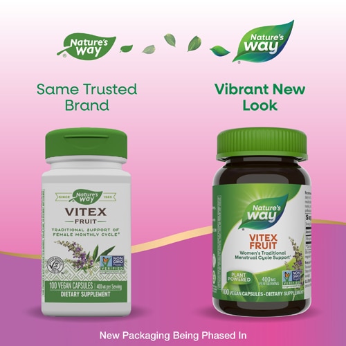 Nature's Way Vitex Fruit - Traditional Menstrual Cycle Support - Chasteberry