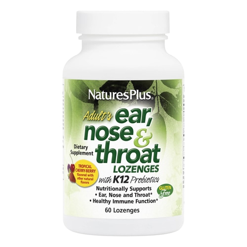 NaturesPlus Adult's Ear Nose & Throat Lozenges with K12 Probiotics Natural Tropical Cherry Berry