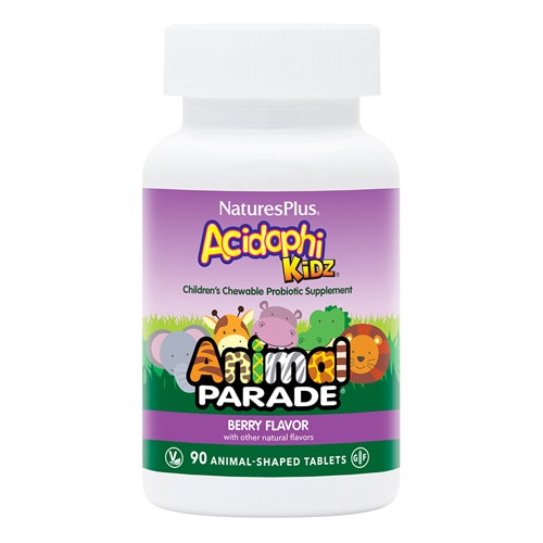 NaturesPlus Animal Parade AcidophiKidz Childrens Chewables Natural Berry