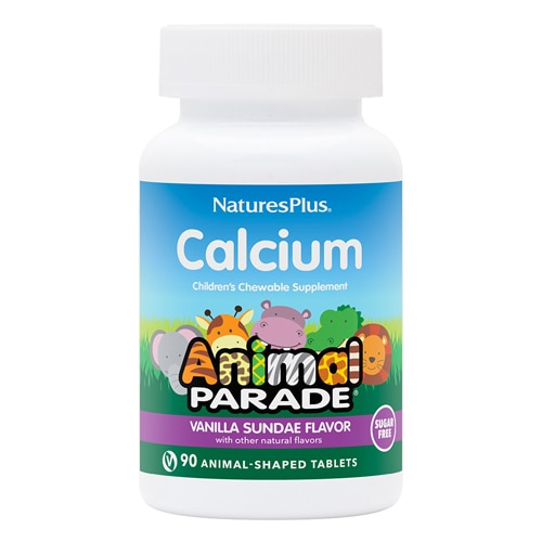NaturesPlus Animal Parade Childrens Calcium Sugar Free Vanilla Sundae