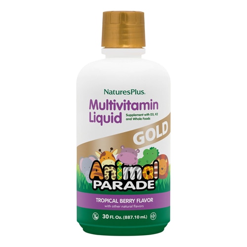 NaturesPlus Animal Parade Gold Children's Liquid Multi-Vitamin and Mineral Supplement Tropical Berry