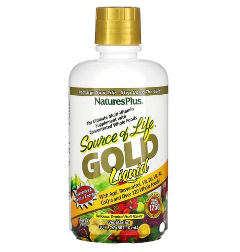 NaturesPlus Source of Life Gold Liquid Multi-Vitamin Supplement Tropical Fruit