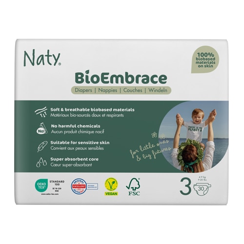 Naty Diapers BioEmbrace Super Absorbent 30 Diapers 9-20 lbs