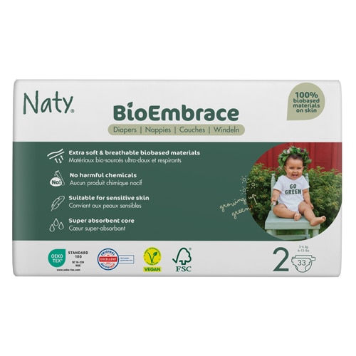 Naty Diapers BioEmbrace Super Absorbent 33 Diapers 6-13 lbs