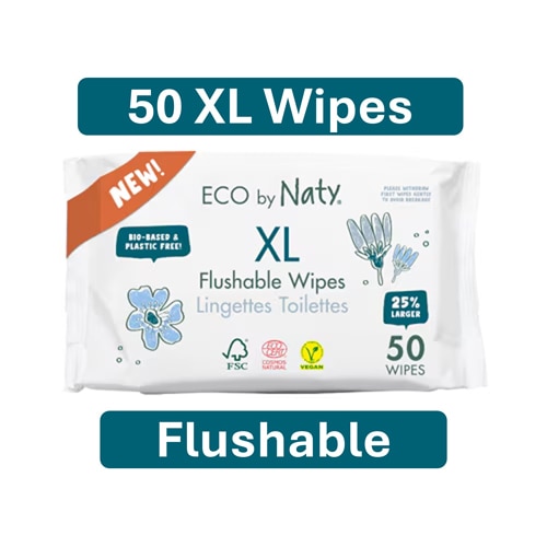 Naty Moist Wipes Flushable Plastic-Free XL Fragrance Free