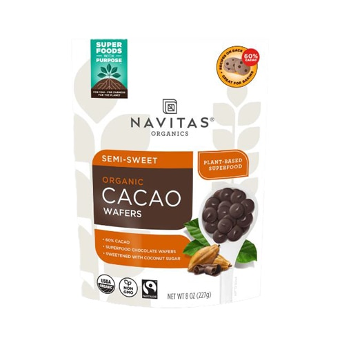 Navitas Organics Organic Cacao Wafers Semi-Sweet