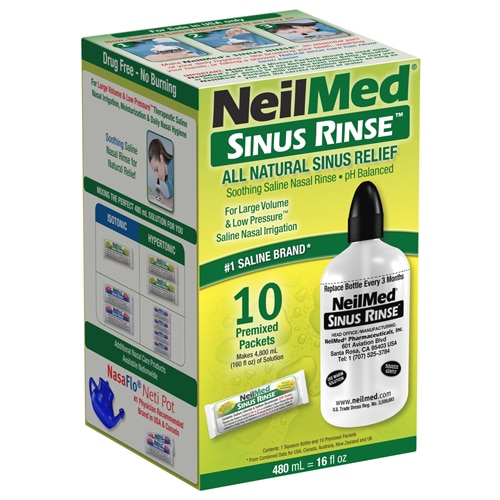 NeilMed Sinus Rinse XL Bottle with 10 Hypertonic Packets