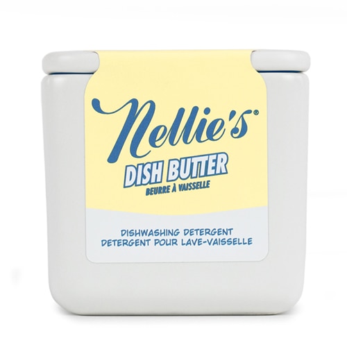 Nellie's Dish Butter Semi-Solid Dishwashing Soap in Refillable Ceramic Container - White