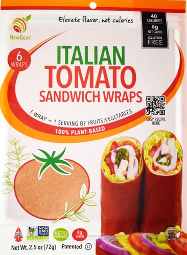 NewGem Foods Gluten Free Italian Tomato Sandwich Wraps