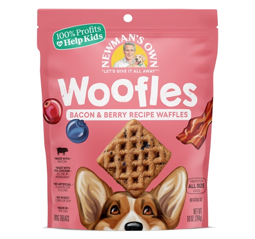 Newman's Own Woofles Dog Treats Bacon & Berry Recipe Waffles