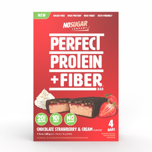No Sugar Company Perfect Protein + Fiber Bar Chocolate Strawberry & Cream