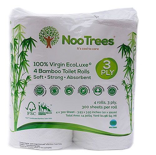 NooTrees Toilet Paper Bamboo 3-Ply 300 Sheet Roll