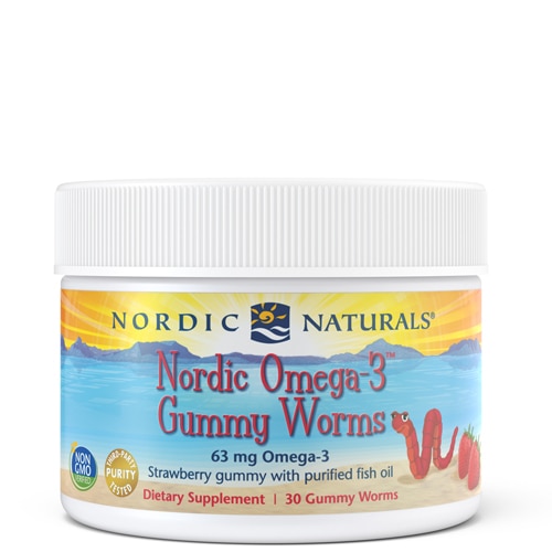 Nordic Naturals Nordic Omega 3 Gummy Worms Strawberry