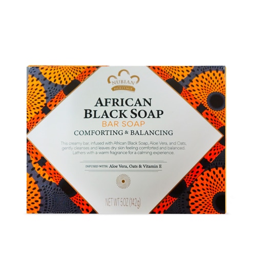 Nubian Heritage Cruelty-Free African Black Detoxifying Bar Soap with Shea Butter for All Skin Types