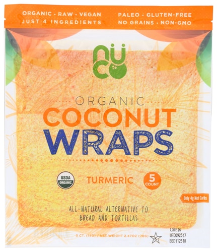 Nuco Organic Coconut Wraps Turmeric