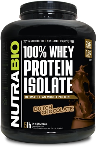 NutraBio Whey Protein Isolate 5lb Dutch Chocolate