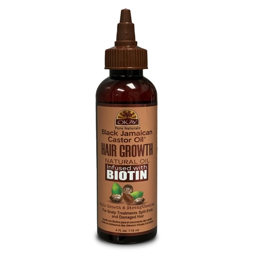 OKAY Pure Naturals Black Jamaican Castor Hair Growth Oil with Biotin
