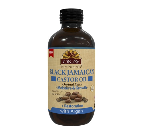 OKAY Pure Naturals Black Jamaican Castor Oil Original Dark with Argan Oil