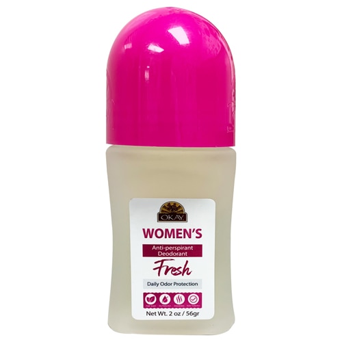 OKAY Pure Naturals Women's Deodorant Roll On for Sensitive Skin - Fresh Scent