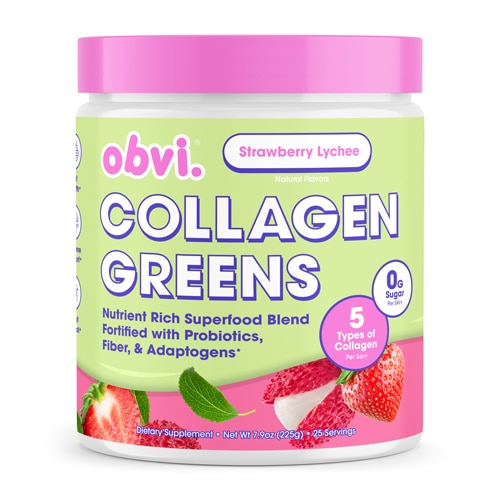Obvi Collagen Greens Strawberry Lychee