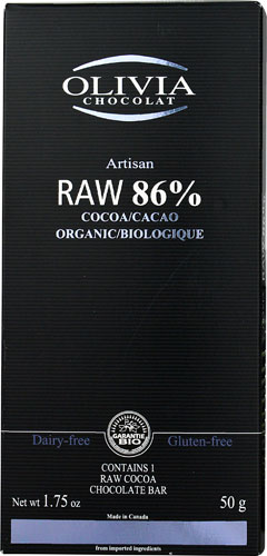 Olivia Chocolat Artisan Raw 86% Chocolate Bar Organic