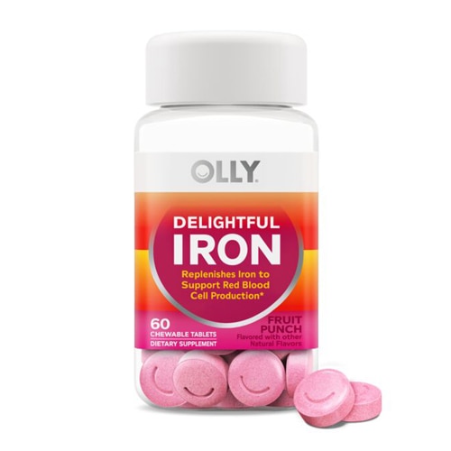 Olly Delightful Iron Chewable Tablets Iron Supplement Fruit Punch