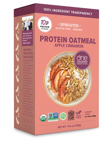 One Degree Organic Foods Organic Protein Oatmeal Apple Cinnamon