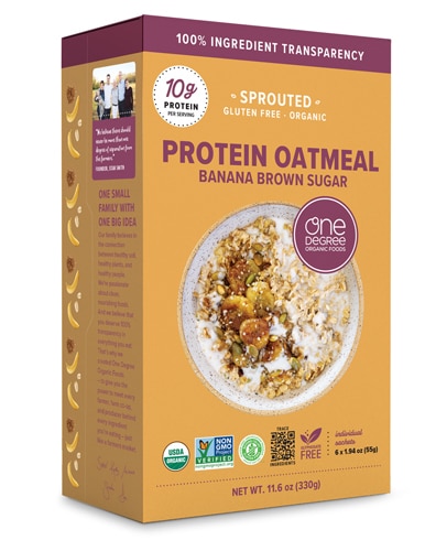 One Degree Organic Foods Organic Protein Oatmeal Banana Brown Sugar