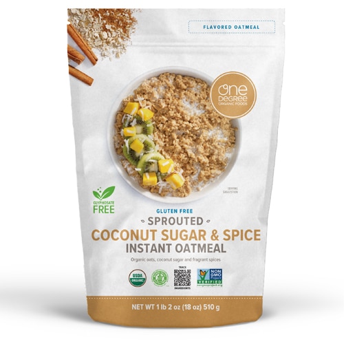 One Degree Organic Foods Sprouted Instant Oatmeal Coconut Sugar & Spice