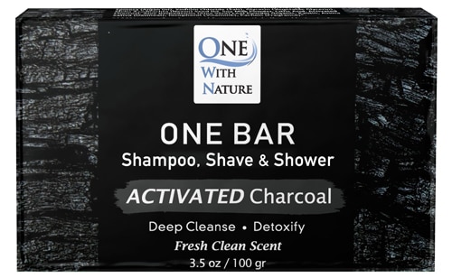 One With Nature One Bar Shampoo Shave Shower Activated Charcoal Fresh Clean