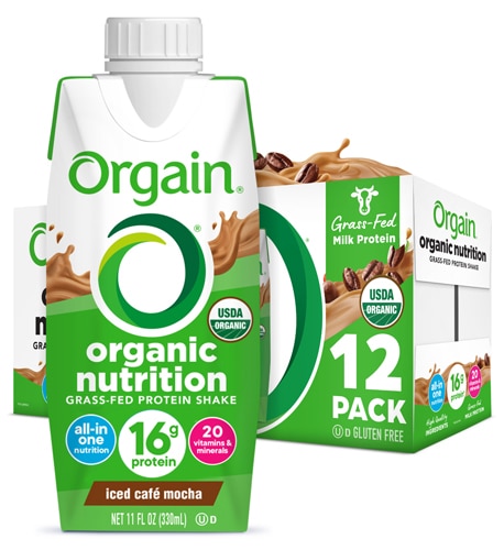 Orgain Organic Nutrition Shake Grass Fed Protein Iced Cafe Mocha