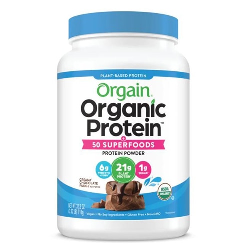 Orgain Organic Vegan 21g Protein Powder + 50 Superfoods Plant Based Creamy Chocolate Fudge