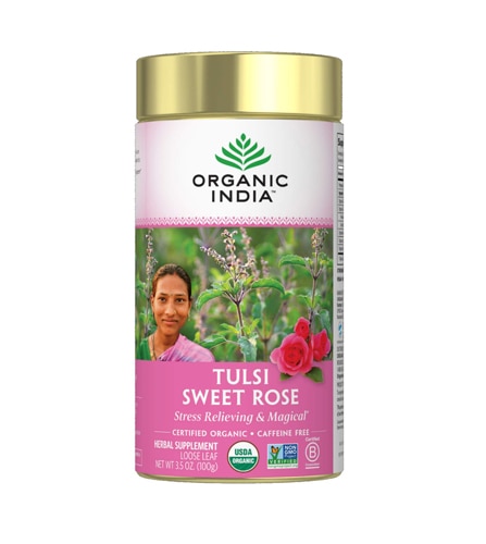 Organic India Tulsi Loose Leaf Tea Canister Sweet Rose