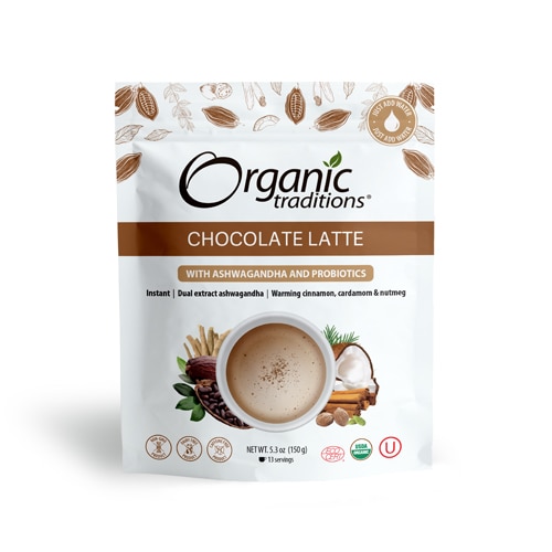 Organic Traditions Chocolate Latte with Ashwagandha and Probiotics